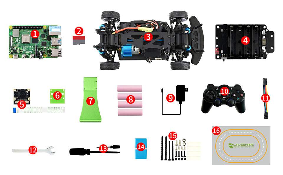 PiRacer Pro AI 3GB智能机器人配置包装清单