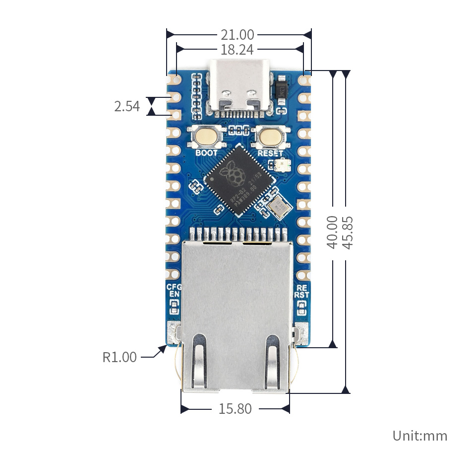 RP2040-ETH 产品尺寸