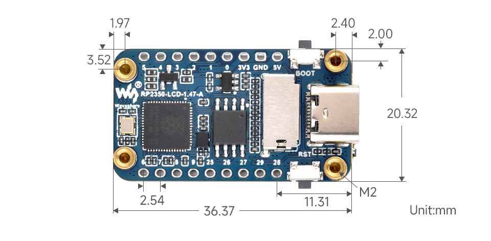 ESP32-S3 4 英寸电容触控屏开发板产品尺寸