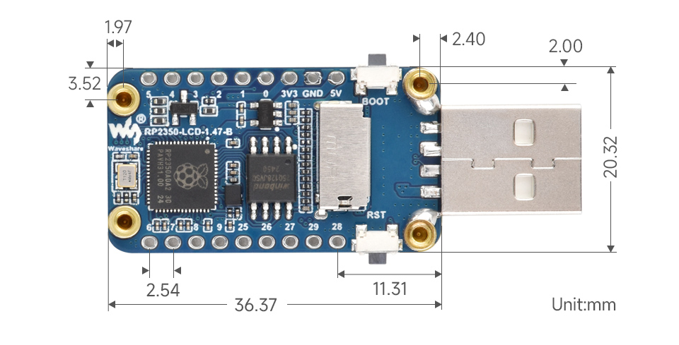 ESP32-S3 4 英寸电容触控屏开发板产品尺寸