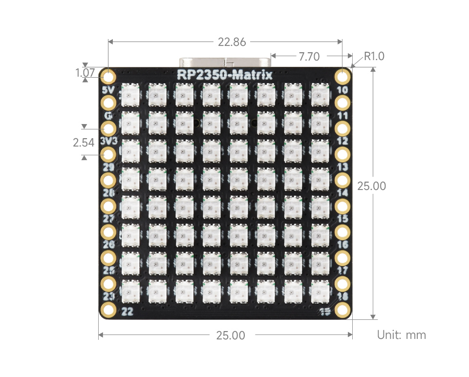 RP2350-Matrix 产品尺寸
