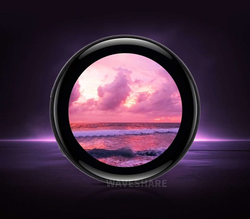 三个RP2350 4 英寸电容触控屏开发板并列，并展示不同视角及IPS屏幕软件