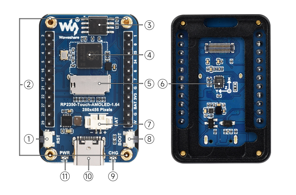 RP2350-Touch-AMOLED-1.64-M 英寸液晶开发板资源简介