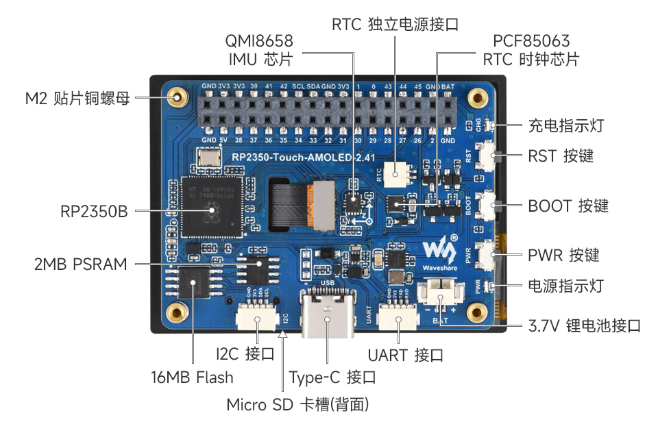 RP2350-AMOLED-2.41 芯片内部接口
