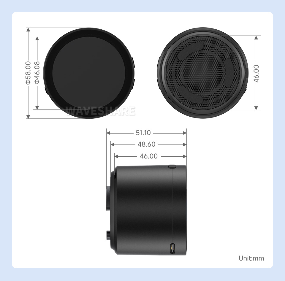 RP2350 1.85 英寸电容触控屏开发板产品尺寸