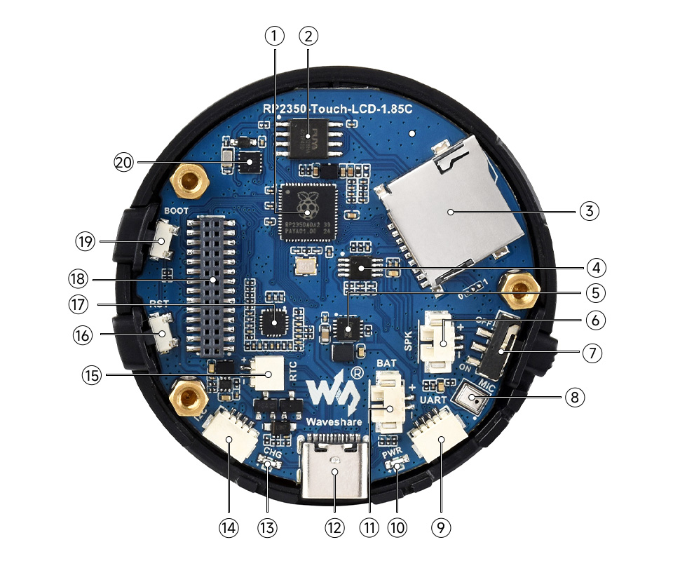 RP2350 4英寸电容触控屏开发板资源简介示意图