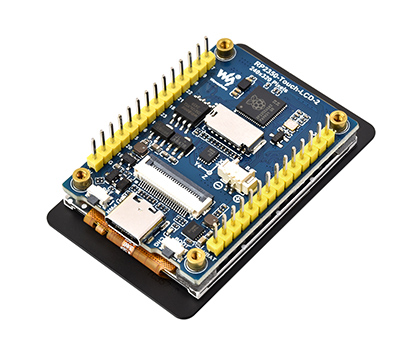 RP2350 4 英寸电容触控屏开发板，并带有特性图标如： 2.4GHz WiFi和 BLE5 模组，480×480分辨率和5点触控