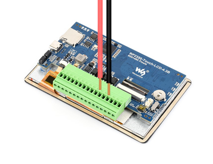 RP2350 4.3 英寸电容触控屏开发板背面插线演示