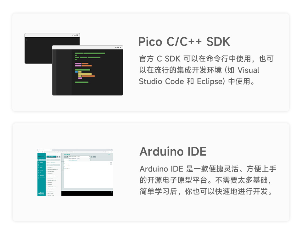 RP2350-USB-A 迷你开发板支持 C/C++，MicroPython