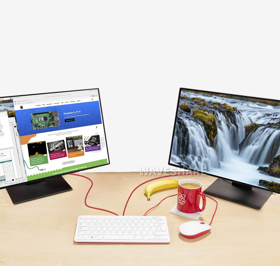 树莓派Raspberry Pi 400键盘型主板4K高清双屏显示