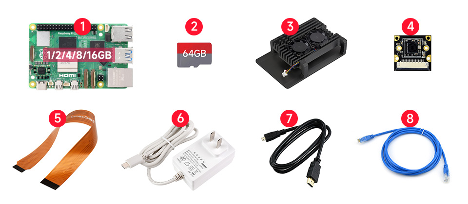 PI5-2GB Dual-Camera Kit A 配置清单