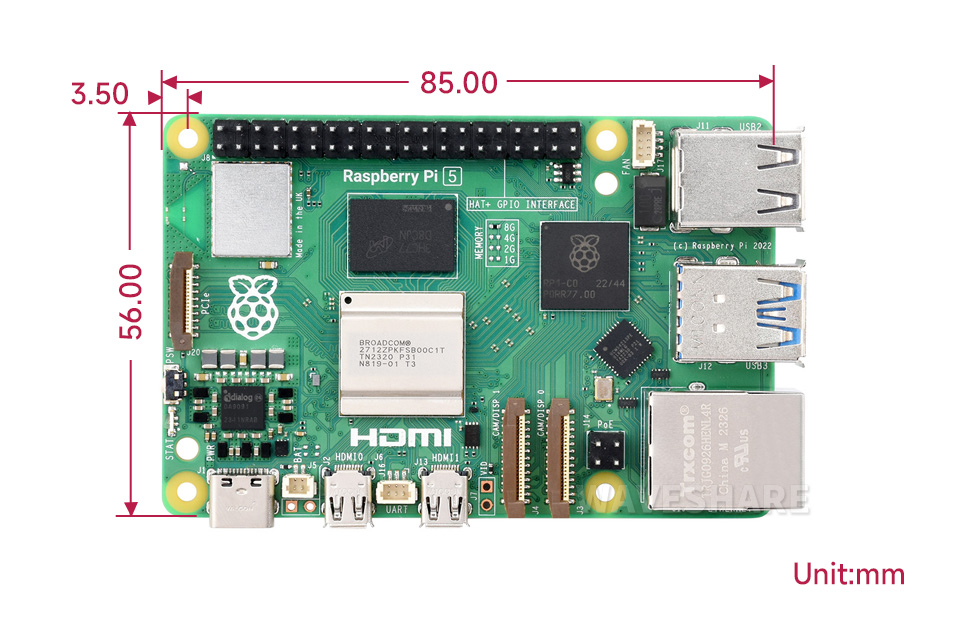 Raspberry Pi 5 产品尺寸