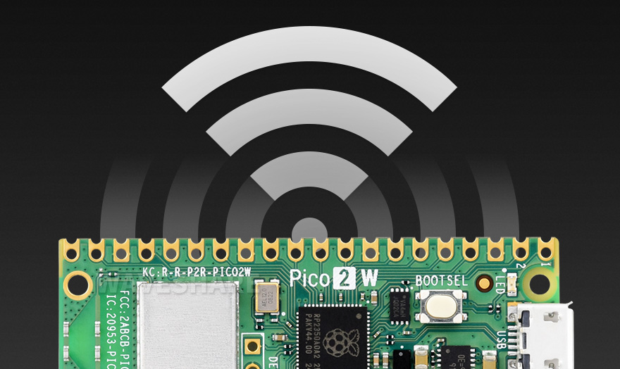 Raspberry Pi Pico 2 W新型微控制器迷你开发板支持 Wi-Fi 和蓝牙