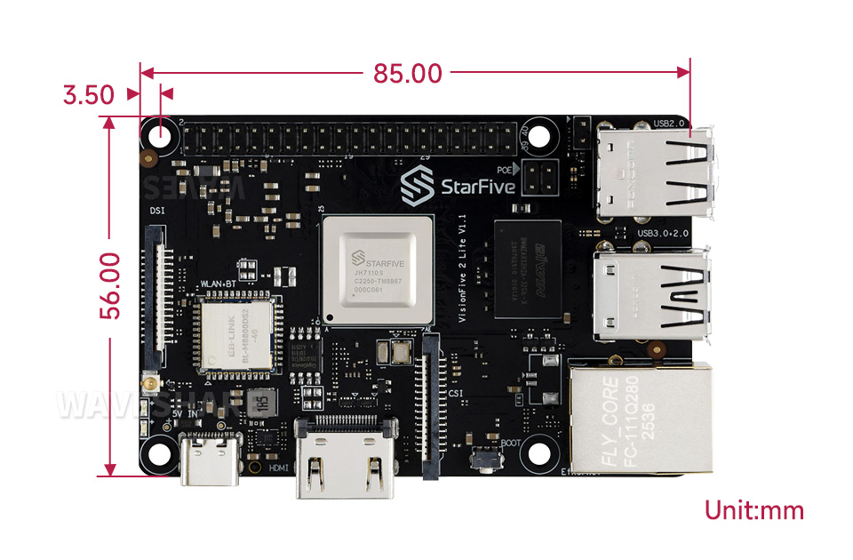 VisionFive2-Lite 产品尺寸